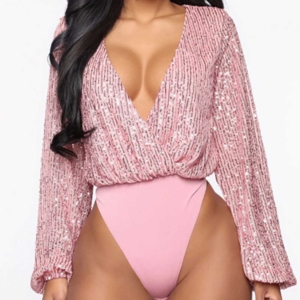 Pink sequin bodysuit